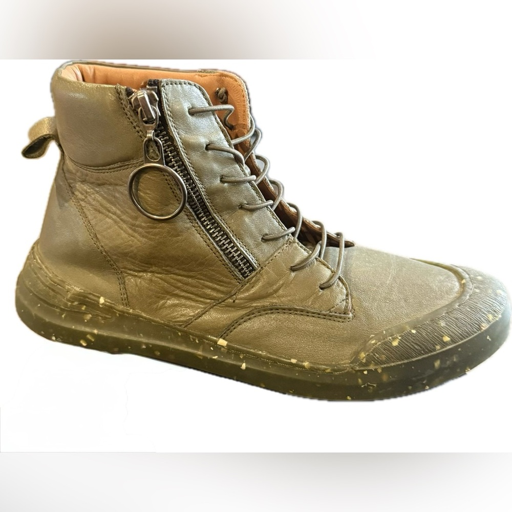 Sheridan Mia Khaki Ankle Boots with Lace-Up and Zipper